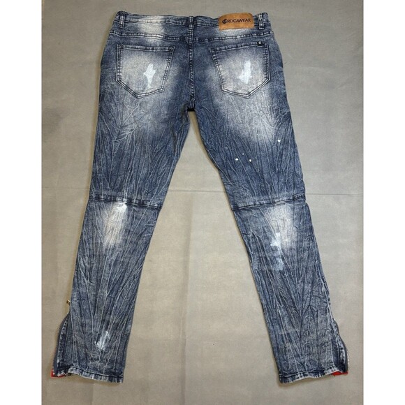 Vintage Y2K Rocawear Jeans Mens Stone Washed Distressed Thrashed Size 34/32 - Picture 7 of 9